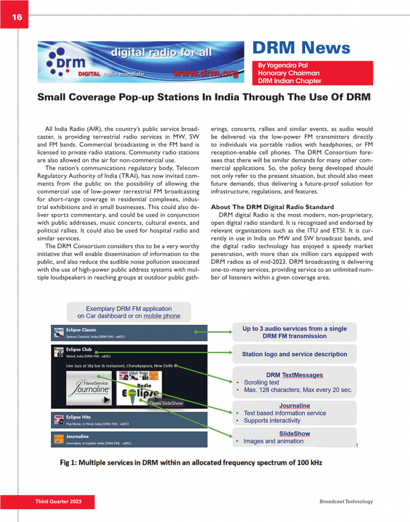 Smallest Coverage Small Coverage Pop-up Stations In India Through The Use Of DRM ...