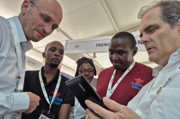 Representatives from EduTab Africa and the DRM team at eLearning Africa 2025.