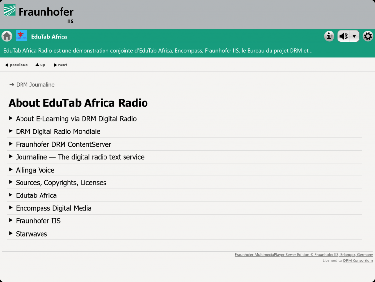 A series of individual screenshots showing how the Edutab DRM demo content is displayed on a tablet device.