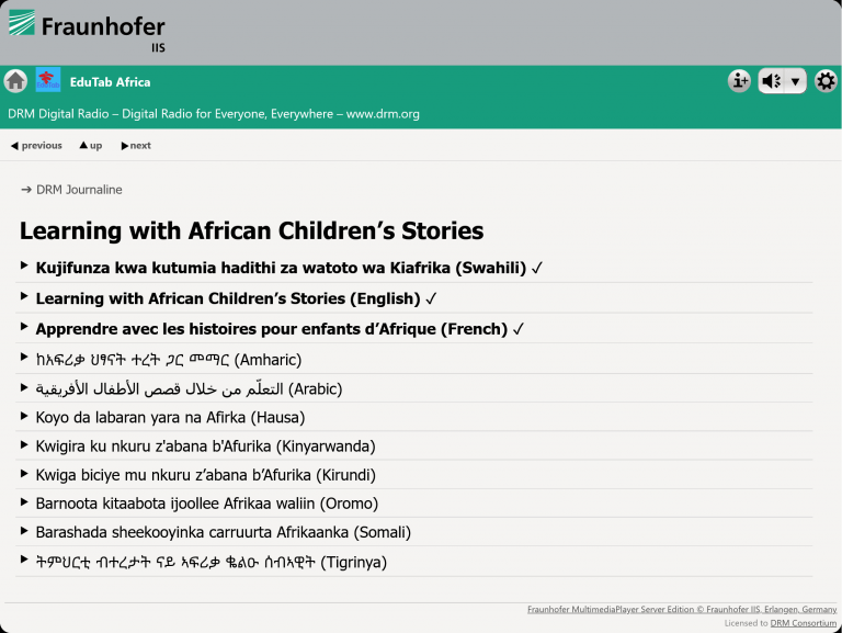 A series of individual screenshots showing how the Edutab DRM demo content is displayed on a tablet device.
