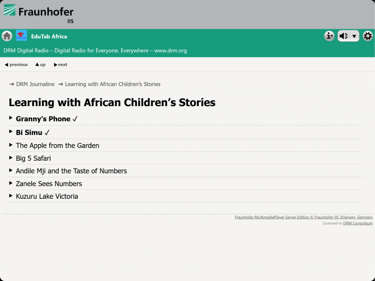 A series of individual screenshots showing how the Edutab DRM demo content is displayed on a tablet device.