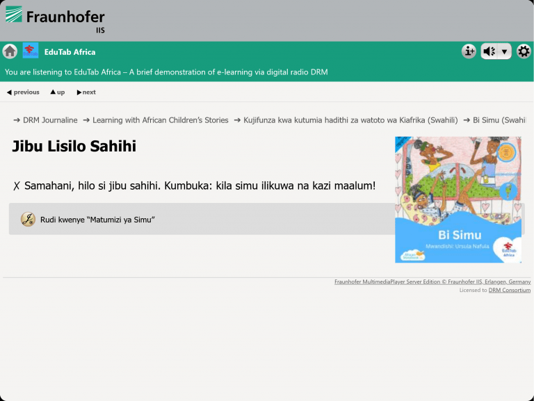 A series of individual screenshots showing how the Edutab DRM demo content is displayed on a tablet device.